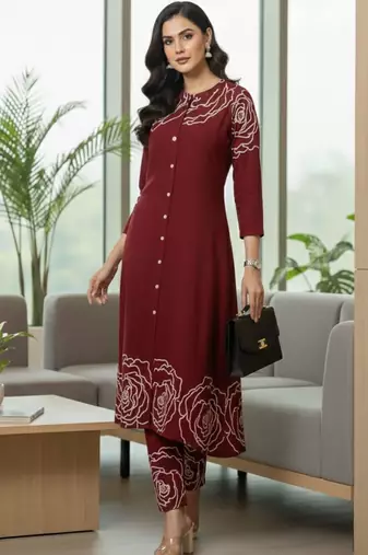 Women Floral Printed Regular Pure Cotton Kurta with Trousers