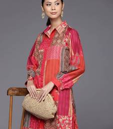 Women Printed Shirt Collar Straight Kurta With Trousers