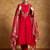 Floral Embroidered Mandarin Collar A-Line Kurta With Trousers & Dupatta
