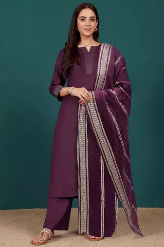 Women Regular Kurta with Trousers & With Dupatta