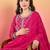 Leheriya Printed Thread Work Georgette Kurta With Trousers & Dupatta