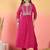 Leheriya Printed Thread Work Georgette Kurta With Trousers & Dupatta