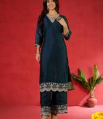 Women Ethnic Motifs Embroidered Kurta with Palazzo