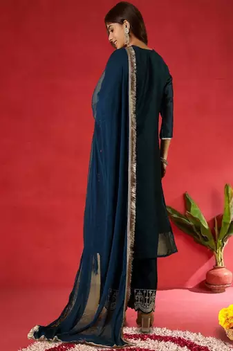 Women Ethnic Motifs Embroidered Kurta with Palazzo