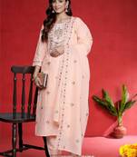 Women Embroidered Regular Thread Work Pure Cotton Kurta with Trousers & Dupatta