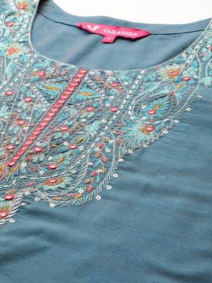 Women Ethnic Motifs Embroidered Regular Mirror Work Kurta with Trousers & With Dupatta 2