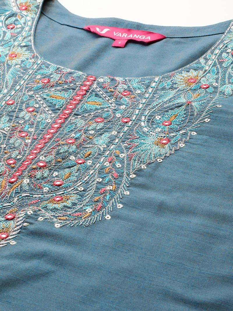 Women Ethnic Motifs Embroidered Regular Mirror Work Kurta with Trousers & With Dupatta