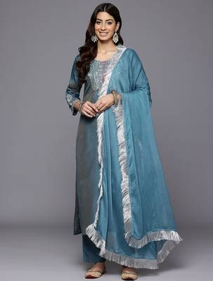 Women Ethnic Motifs Embroidered Regular Mirror Work Kurta with Trousers & With Dupatta 5