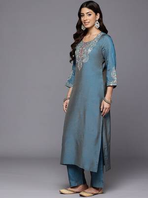 Women Ethnic Motifs Embroidered Regular Mirror Work Kurta with Trousers & With Dupatta 6