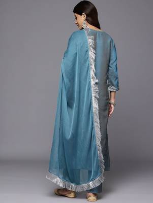 Women Ethnic Motifs Embroidered Regular Mirror Work Kurta with Trousers & With Dupatta 7
