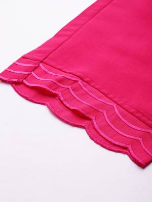 Floral Embroidered Thread Work Pure Cotton Kurta With Trousers & Dupatta 9