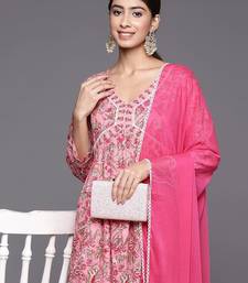Women Floral Printed Empire Pure Cotton Kurta with Trousers & With Dupatta