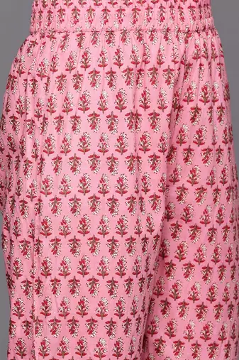Women Floral Printed Empire Pure Cotton Kurta with Trousers & With Dupatta