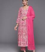 Women Floral Printed Empire Pure Cotton Kurta with Trousers & With Dupatta