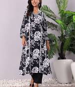 Floral Printed V-Neck Pure Cotton Kurta With Trousers