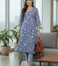 Women Ethnic Motifs Printed Regular Pure Cotton Kurta with Trousers & With Dupatta
