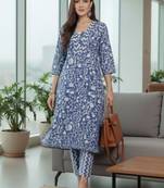 Women Ethnic Motifs Printed Regular Pure Cotton Kurta with Trousers & With Dupatta