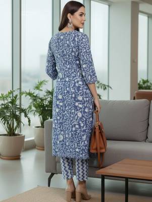 Women Ethnic Motifs Printed Regular Pure Cotton Kurta with Trousers & With Dupatta 3