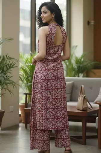 Women Floral Printed Regular Pure Cotton Kurta with Trousers