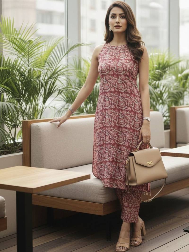 Women Floral Printed Regular Pure Cotton Kurta with Trousers