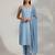 Women Regular Thread Work Silk Crepe Kurta with Trousers & With Dupatta