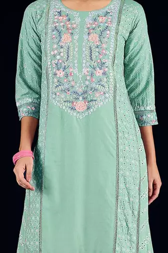 Women Floral Embroidered Cotton Kurta with Trousers & Dupatta