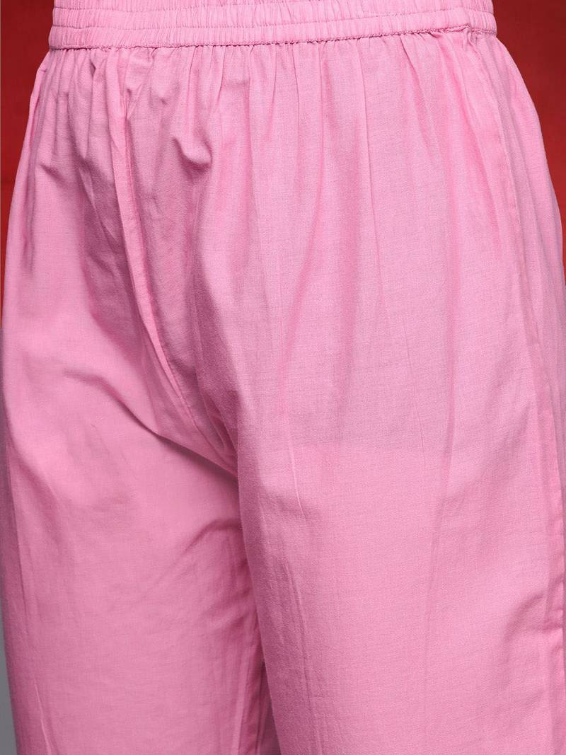 Angrakha V-Neck Gotta Patti Pure Cotton Kurta With Trousers & Dupatta