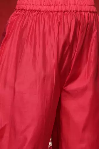 Floral Embroidered Straight Sequinned Kurta With Trousers & With Dupatta