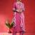 Women Bandhani Printed Round Neck Zari Kurta with Trousers & With Dupatta