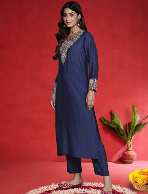 Women Floral Embroidered Kurta with Trousers & Dupatta 4