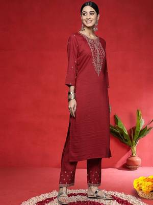 Women Ethnic Motifs Embroidered Regular Kurta with Trousers & Dupatta 4