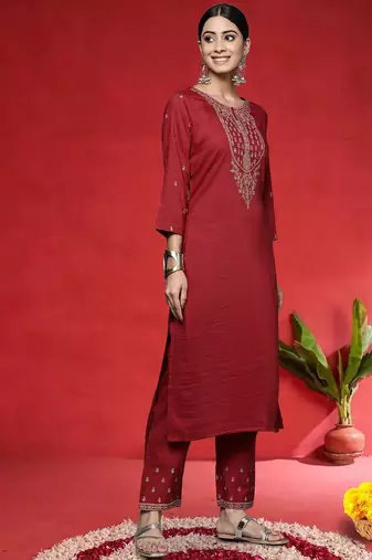 Women Ethnic Motifs Embroidered Regular Kurta with Trousers & Dupatta