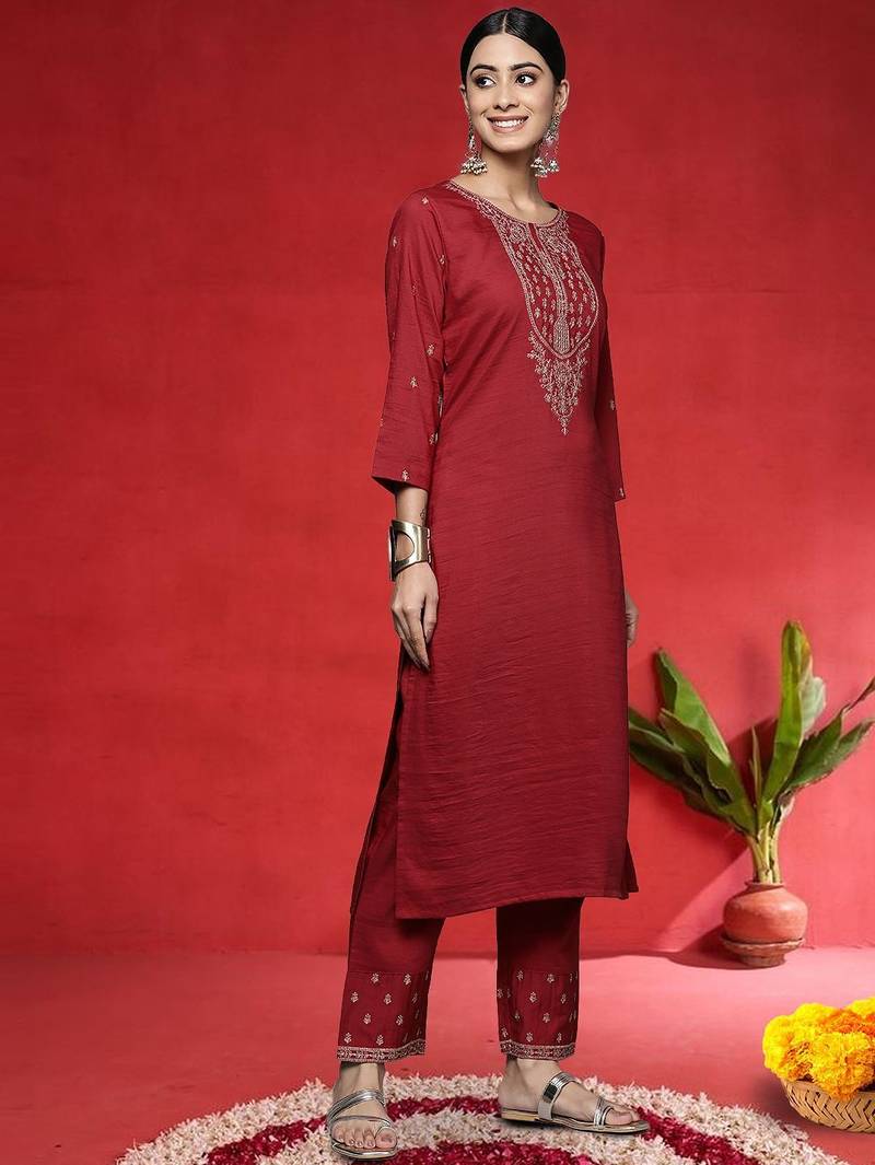 Women Ethnic Motifs Embroidered Regular Kurta with Trousers & Dupatta