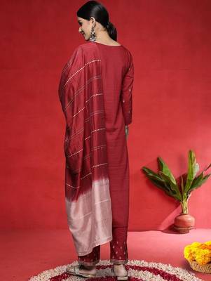 Women Ethnic Motifs Embroidered Regular Kurta with Trousers & Dupatta 5
