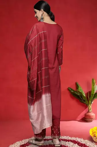 Women Ethnic Motifs Embroidered Regular Kurta with Trousers & Dupatta