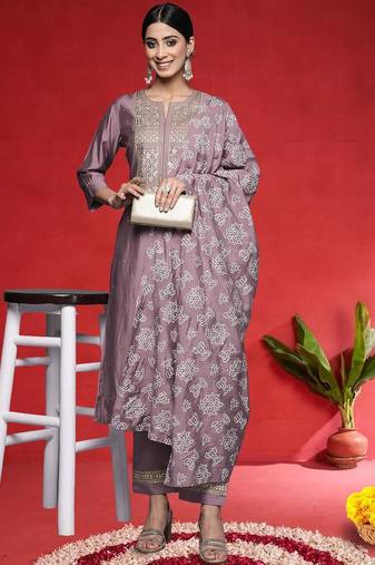 Women Ethnic Motifs Embroidered Regular Gotta Patti Kurta with Trousers & Dupatta