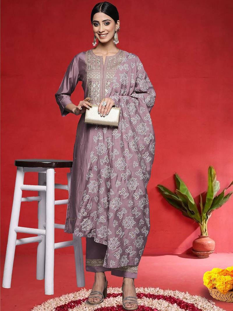 Women Ethnic Motifs Embroidered Regular Gotta Patti Kurta with Trousers & Dupatta