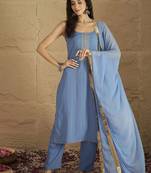 Women Yoke Design Regular Kurta with Trousers & Dupatta