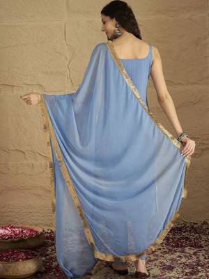 Women Yoke Design Regular Kurta with Trousers & Dupatta 5