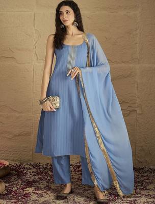 Women Yoke Design Regular Kurta with Trousers & Dupatta 6