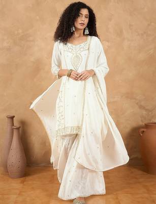 Women Ethnic Motifs Embroidered Regular Kurta & Sharara With Dupatta 1
