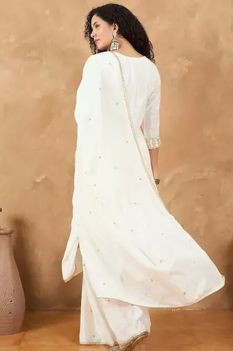 Women Ethnic Motifs Embroidered Regular Kurta & Sharara With Dupatta