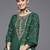 Floral Yoke Design Sequinned Kurta With Trousers & Dupatta