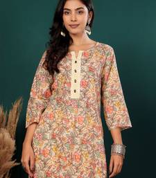 Floral Printed Notch Neck Pure Cotton Straight Kurta With Trousers