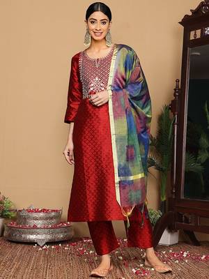 Women Ethnic Motifs Embroidered Regular Gotta Patti Kurta with Trousers & With Dupatta 1