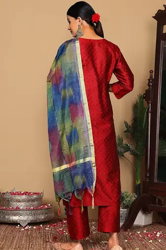 Women Ethnic Motifs Embroidered Regular Gotta Patti Kurta with Trousers & With Dupatta