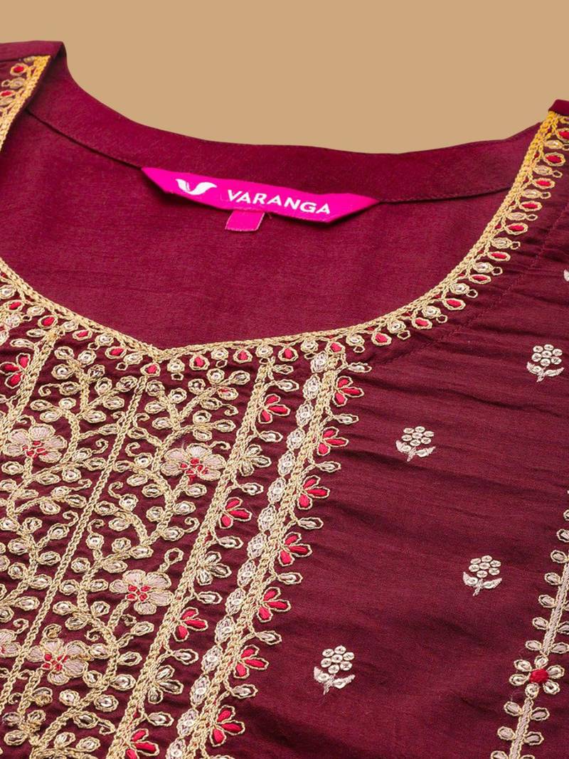 Women Ethnic Motifs Embroidered Regular Kurta with Trousers & With Dupatta