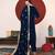 Teal Blue Floral Embroidered V-Neck Velvet Straight Kurta with Trousers & Dupatta
