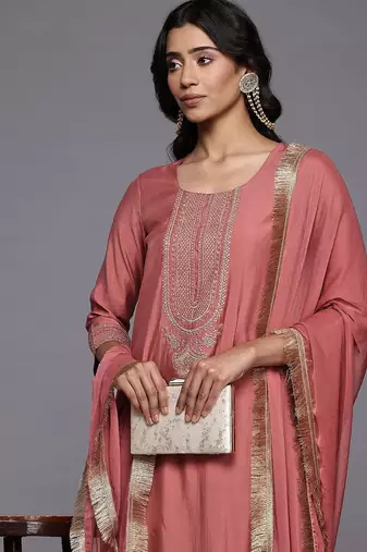 Ethnic Motifs Embroidered Regular Kurta with Trousers & With Dupatta