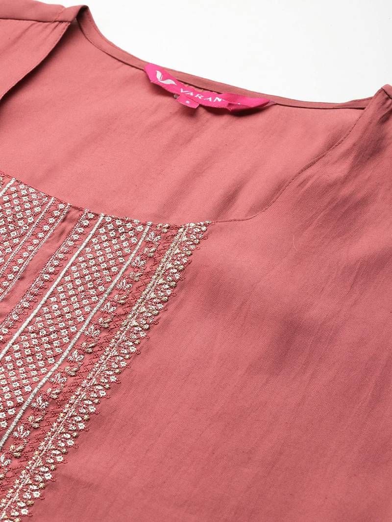 Ethnic Motifs Embroidered Regular Kurta with Trousers & With Dupatta